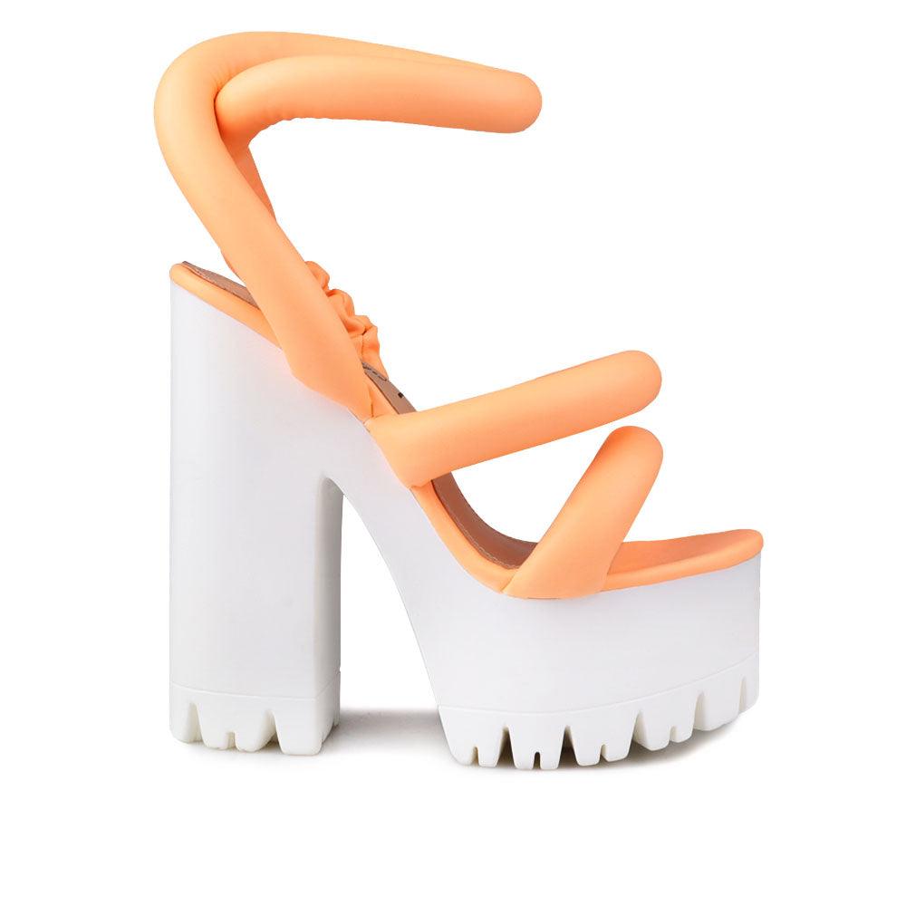 Women sneaker block heel in coral-side view