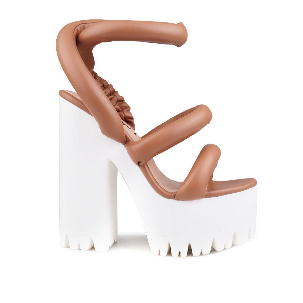 Women sneaker block heel in nude-side view