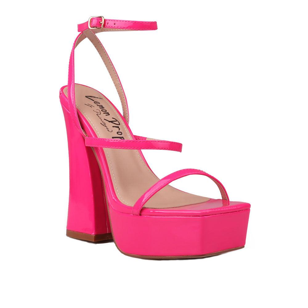 Fuchsia women's block heel with platform-corner view