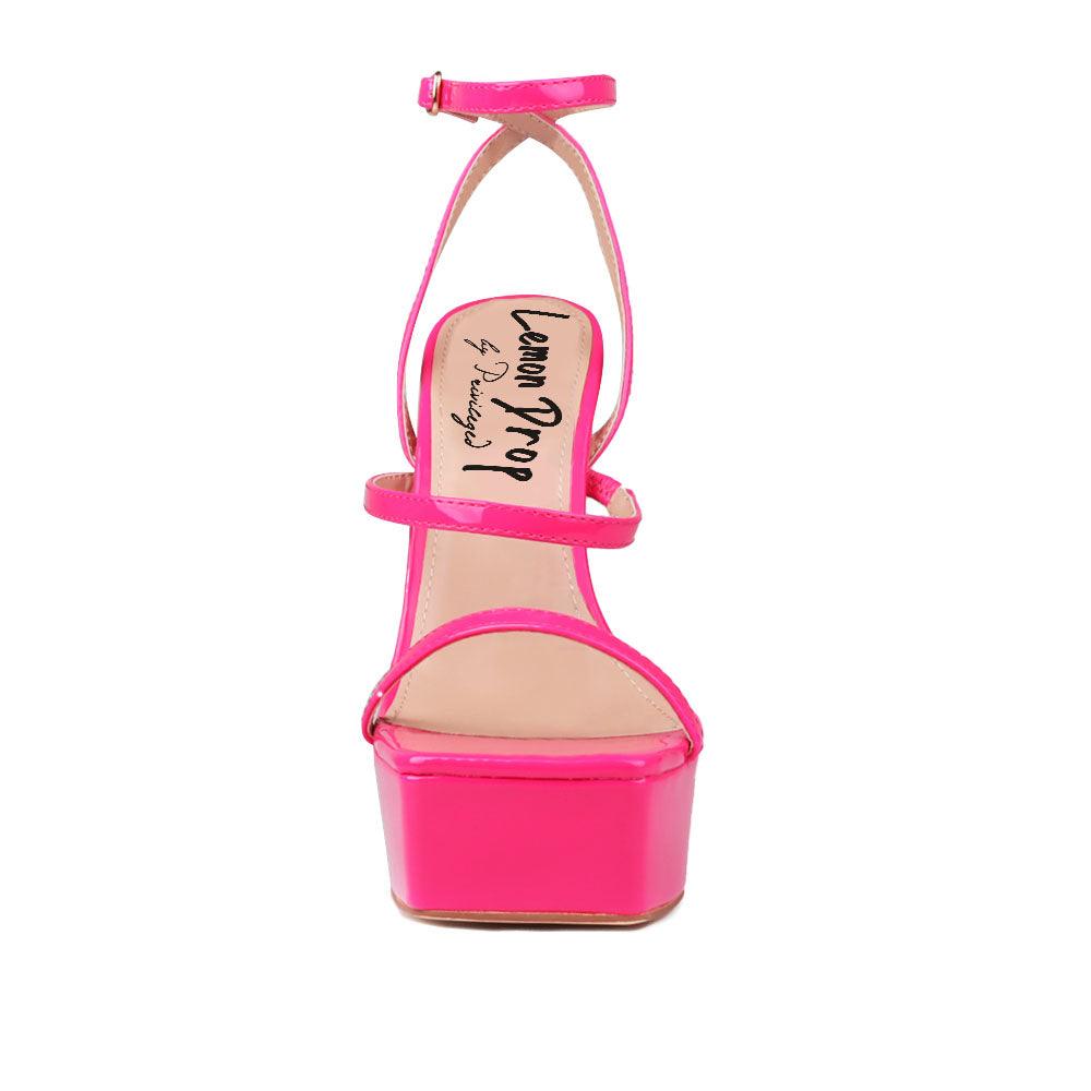 Fuchsia women's block heel with platform-front view