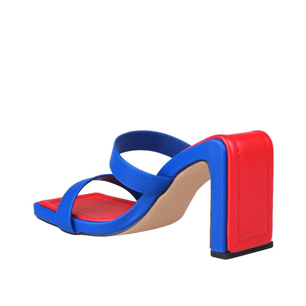 Blue women heels in slip-on design-posterior view