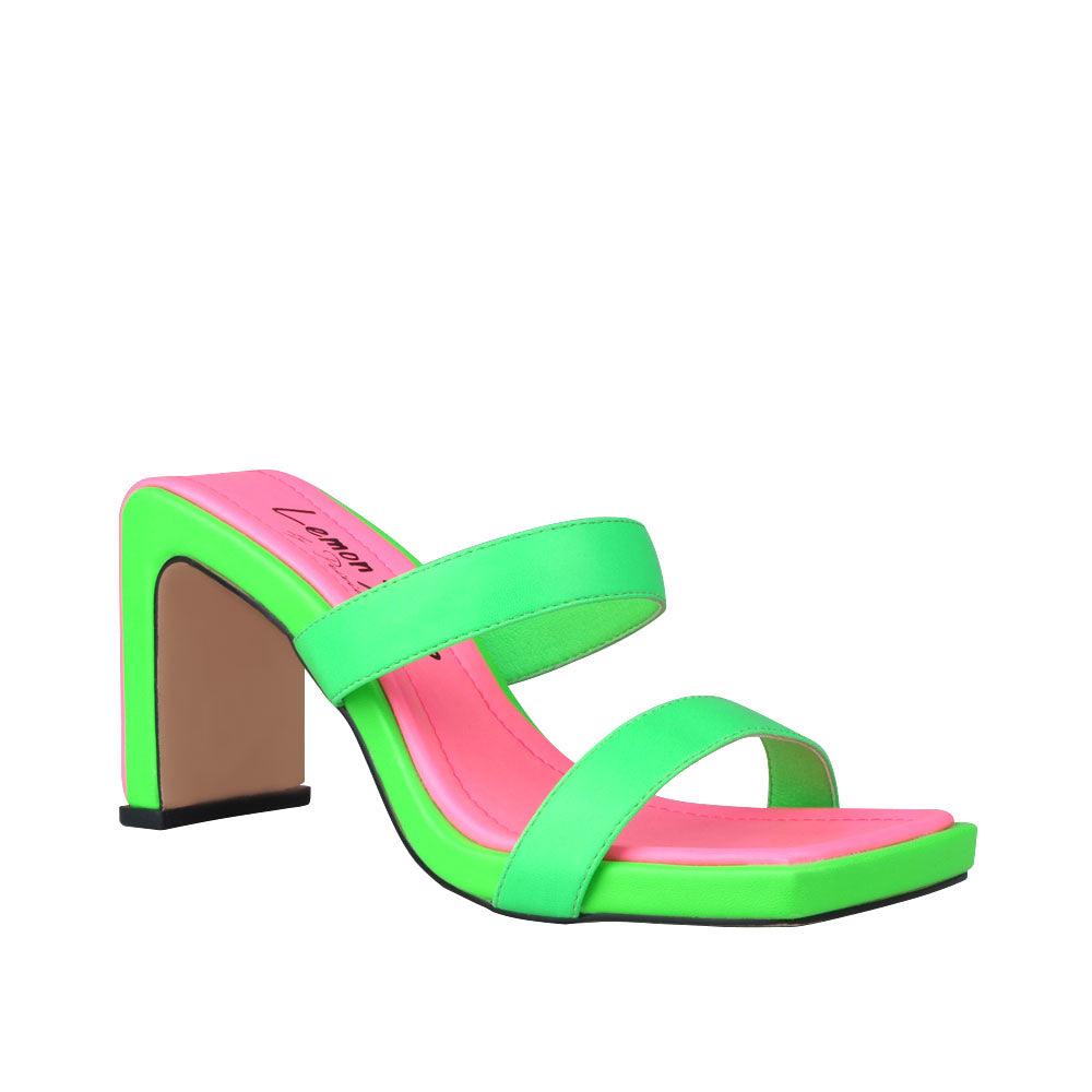 Green women heels in slip-on design-corner view