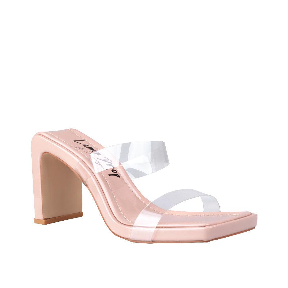 Nude women heels in slip-on design-corner view