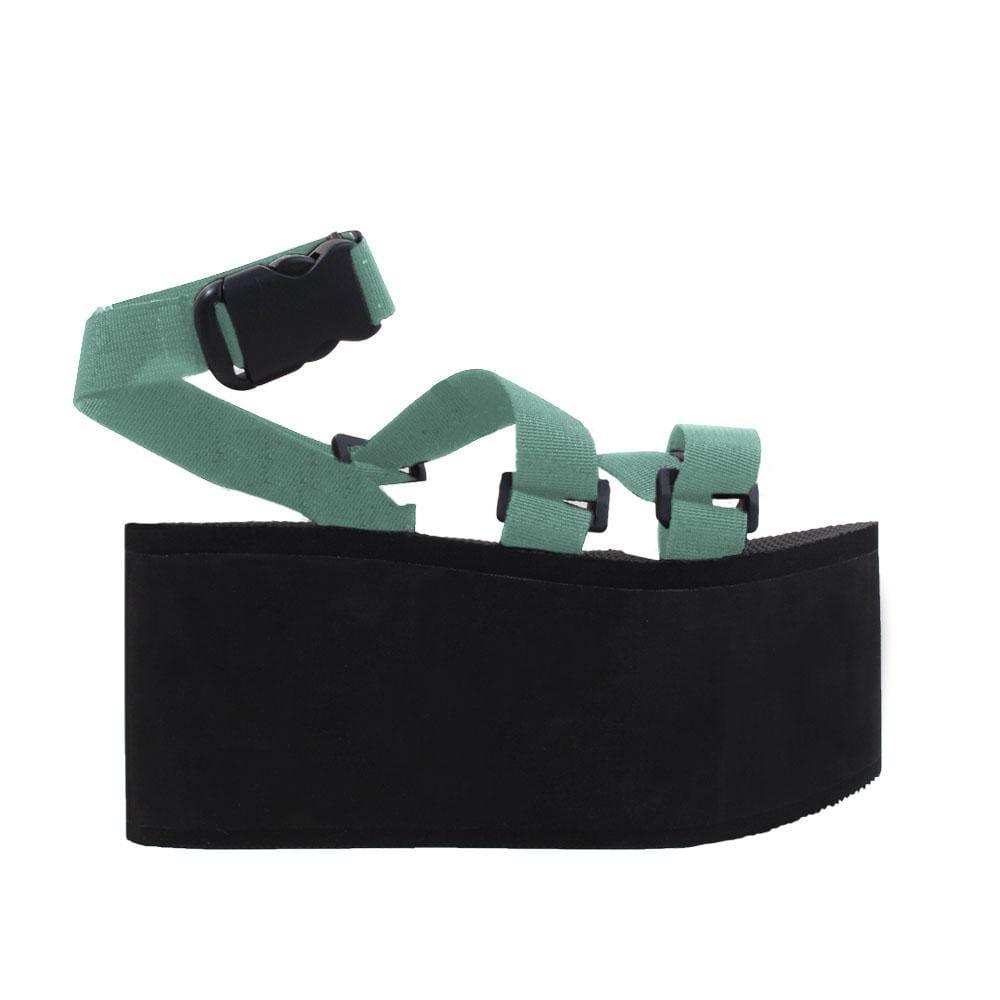 Strap upper rubber sole women shoes in green-side view