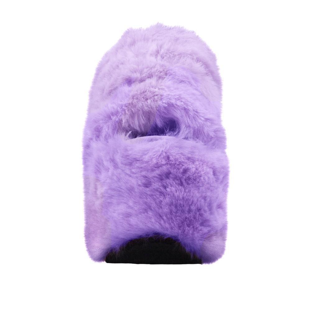 Purple faux fur women's slip-on platforms-front view