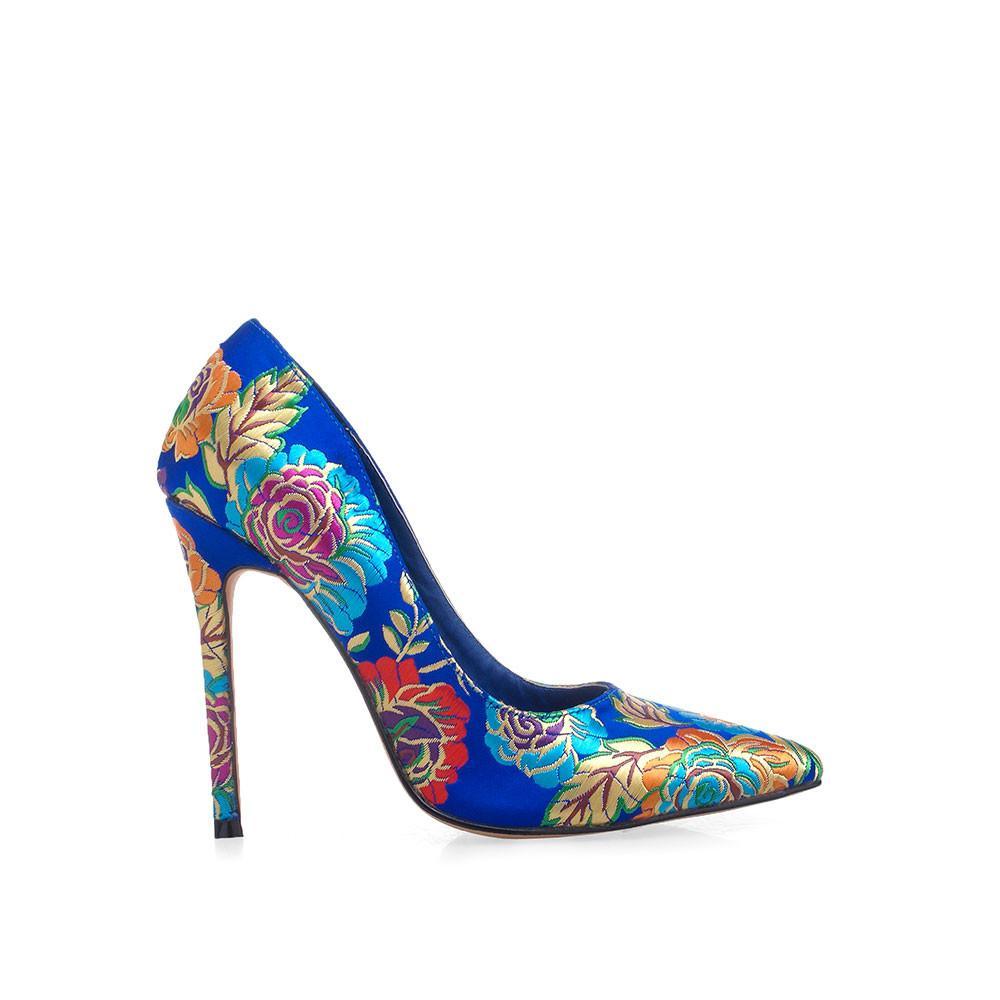 Blue floral women heels