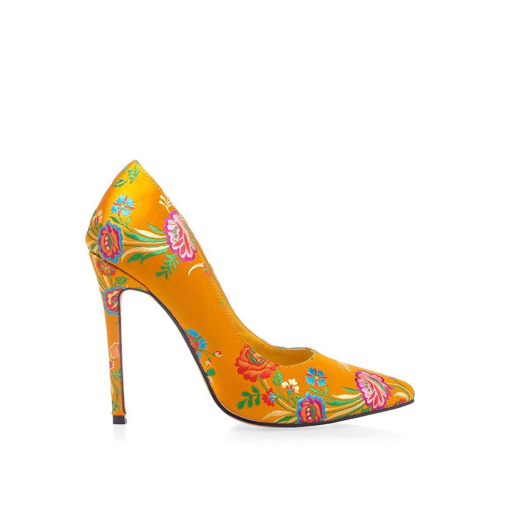 Yellow floral women heels