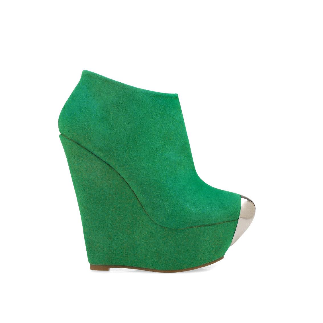 Green Heels With Silver Toe - side view